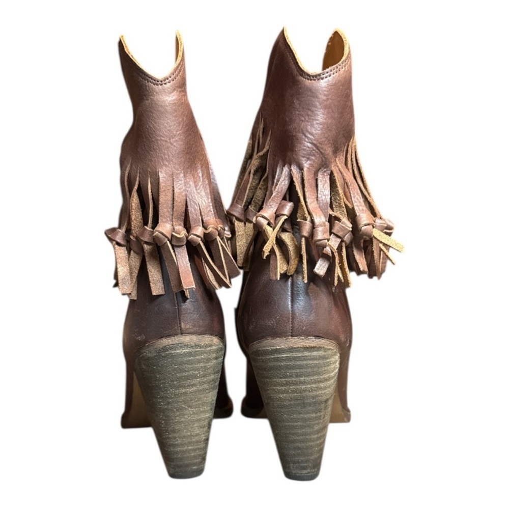 Zodiac Brown Leather Fringe Cowgirl Western Boho Rodeo Boots Womens 9 - Picture 6 of 12